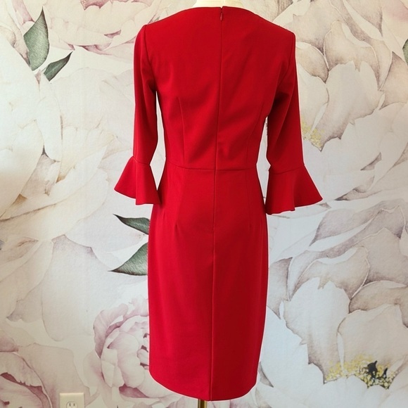 Donna Morgan Women's Kendall 3/4 Elbow Bell Sleeve Sheath Dress Size 0 - Picture 5 of 10